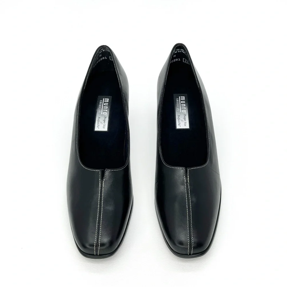 Munro American Black Leather Heels ** Size 7 Narrow *** Pumps New Shoes Comfort